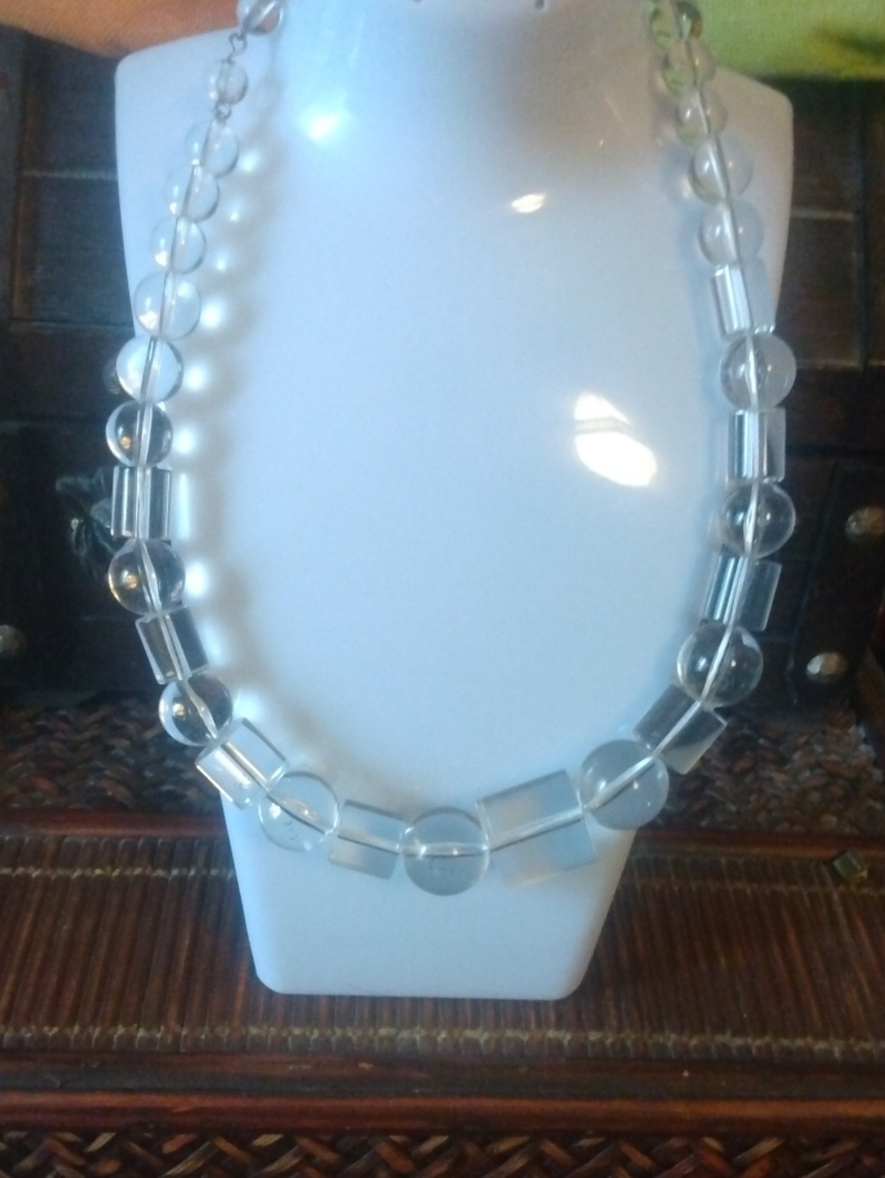 Vintage Clear Beaded Statement Necklace - Women Jewelry